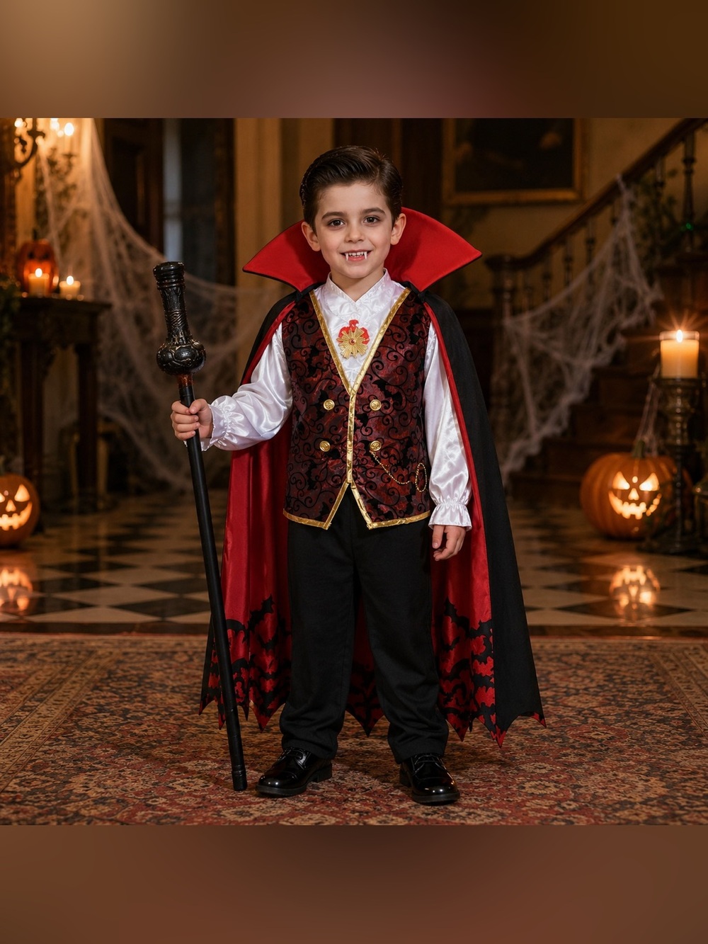 NWT - Boys Size 5 Deluxe Vampire Halloween Costume & Accessories Full Set